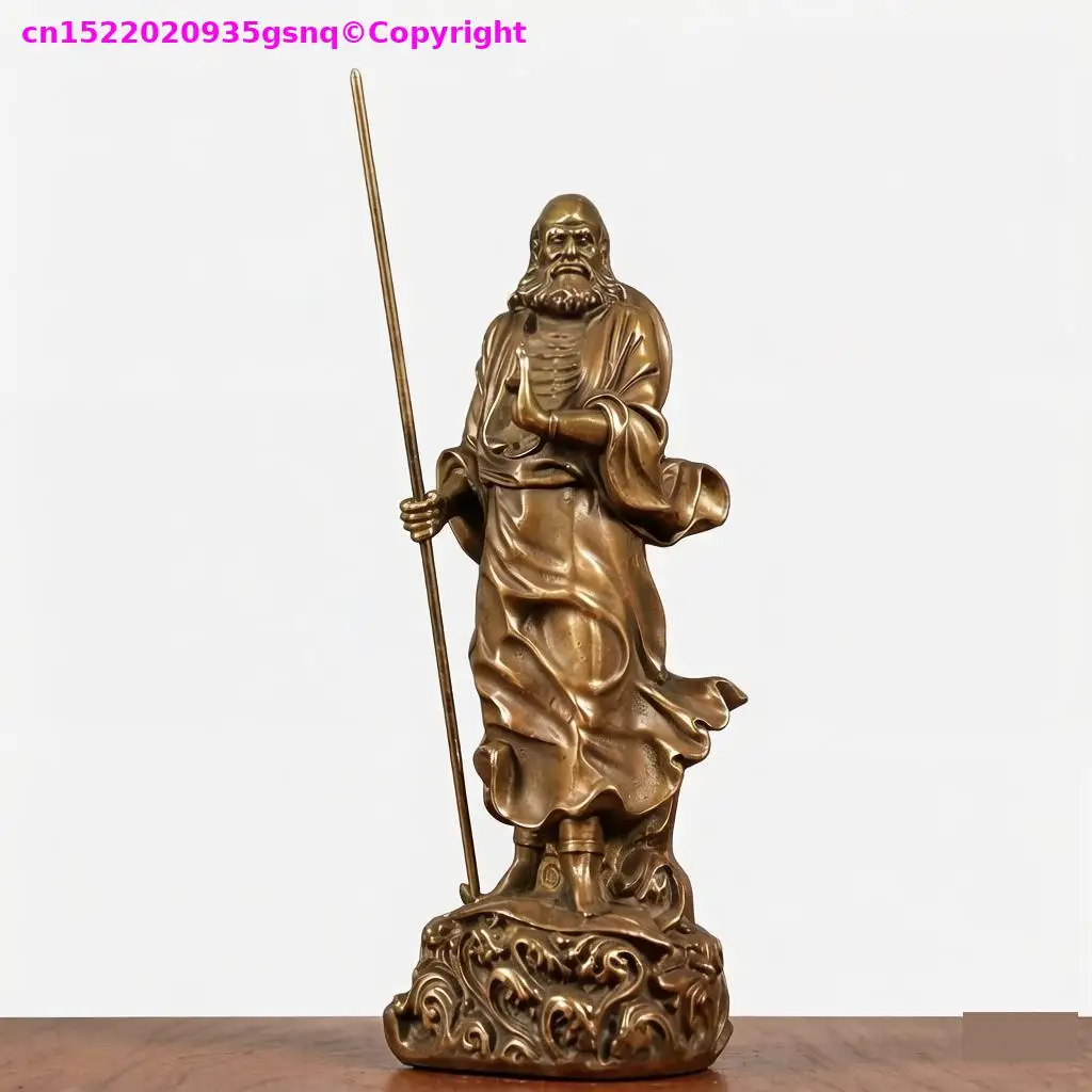 Vintage collection Bronze carving Buddhist martial monk  Dharma patriarch Buddha statue adorning Buddhist statue bronze ornament