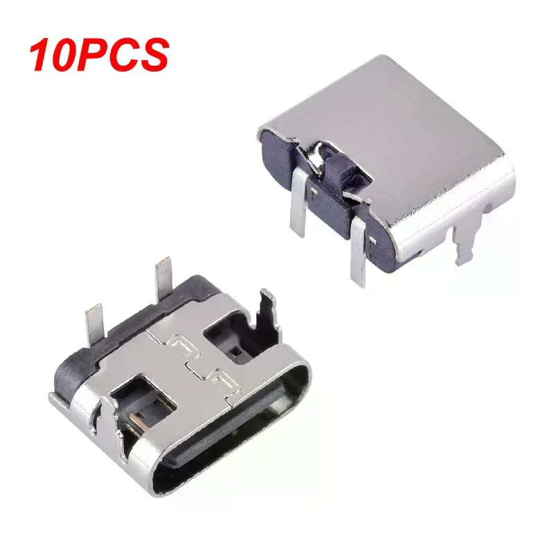 【New】10Pcs 2 Pin Micro USB Type C Connector Socket USB 3.1 Type-C Female Power Jack Dock For Mobile Phone Charging Port
