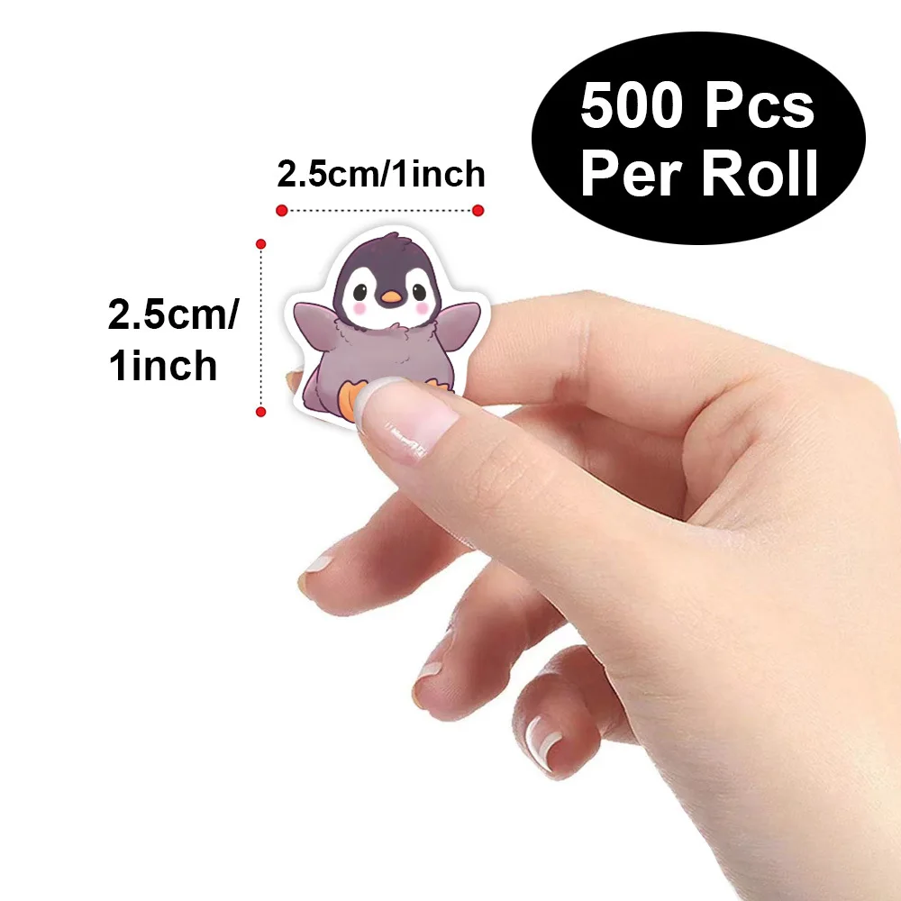 500pcs Small Penguin Sticker for Supplies, Cute Round Teacher Supplies Stickers for Classroom, 10 Designs Motivational Stickers