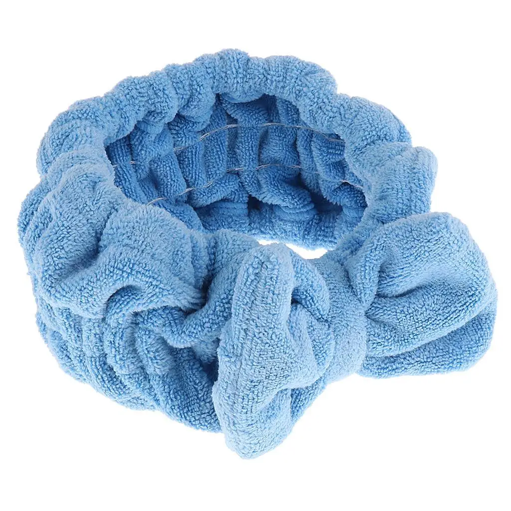 Purple Elastic Bowknot Headband Soft Makeup Wash Face Hairband Towel Wrap for Skincare Routine