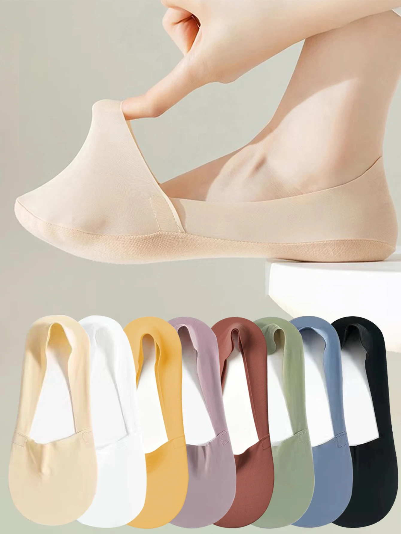 

Women's Ice Silk Socks Breathable High Quality Ultra-thin Silicone Non-slip Boat Sock Soft Lightweight Invisible Sox And Soft S