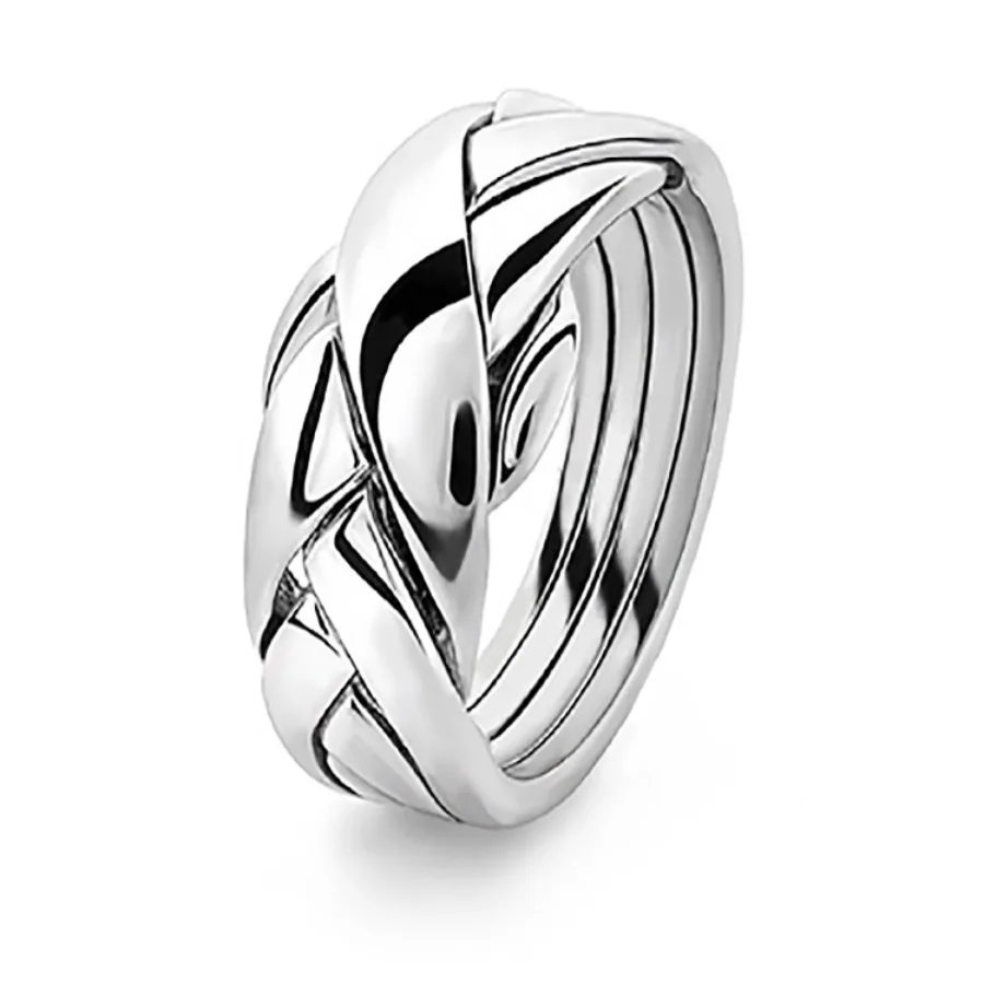 A silver-plated woven line ring alloy fashion men's and women's holiday engagement ring gift