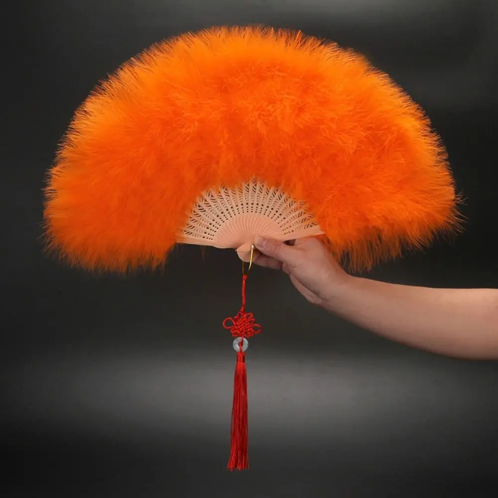 New Foldable Feather Fan Marabou Feather Vintage Handheld Fans Costume Flapper Hand Fan for 1920s Gatsby Party