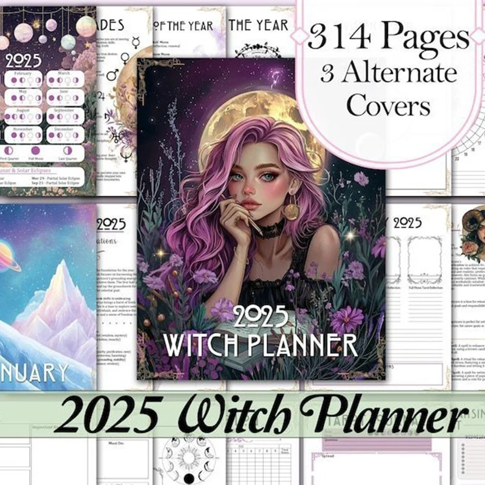 2025 Witches Weekly Planner Unique Novelty Efficient Life Planner Time Management Organiser Notebook For Work Daily Learning