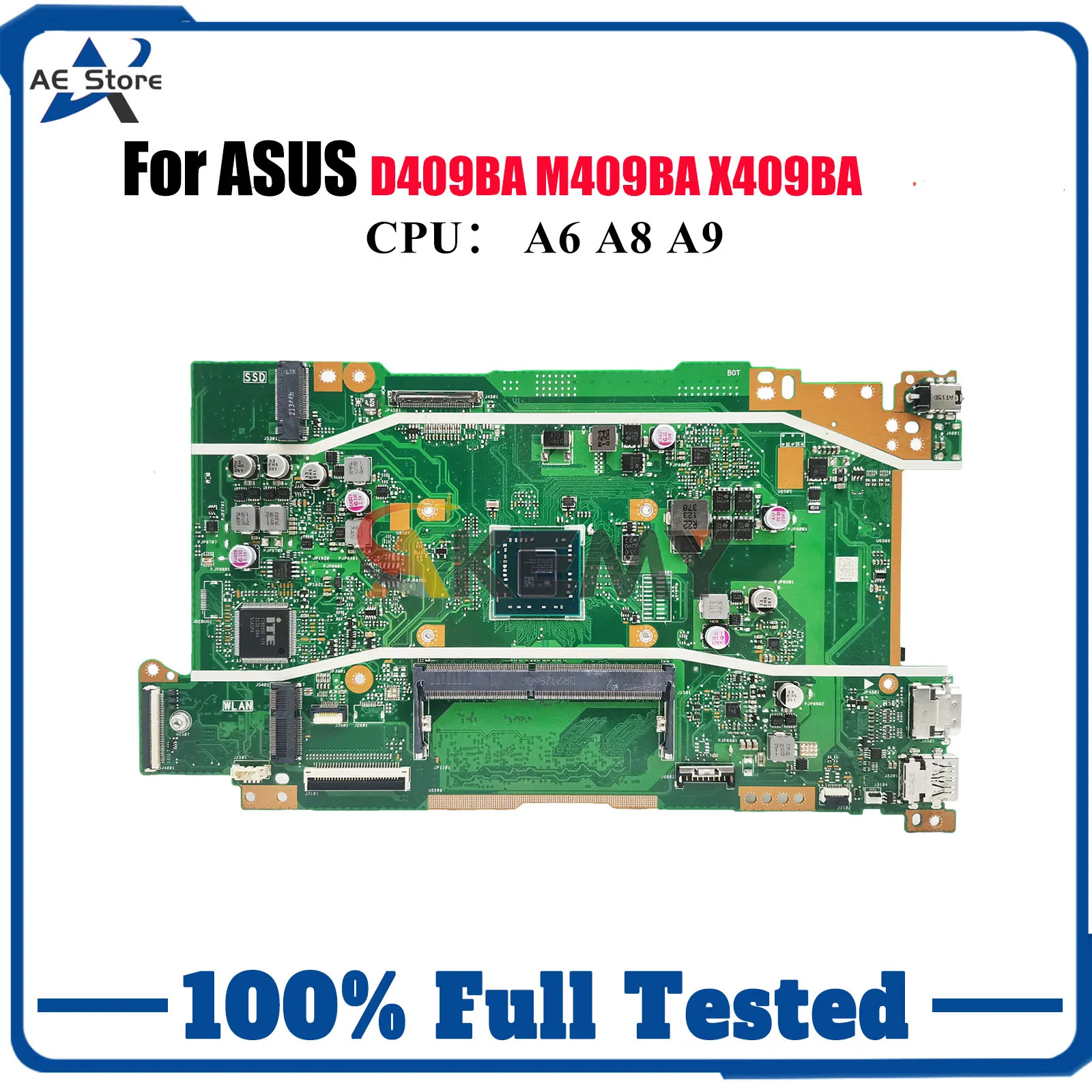 

X409BA Laptop Motherboard For ASUS VivoBook M409BA D409BA M509BA X409B X409BA D509BA Mainboard With A6 A8 A9 CPU 100% tests OK