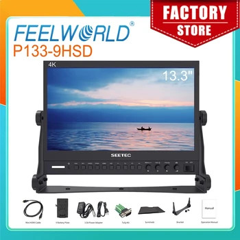 Seetec P133-9HSD IPS 3G SDI 4K HDMI 방송 모니터, 풀 HD 1920x1080 필드 비디오 데스크탑 LCD 모니터, AV DVI 포함, 13.3 인치