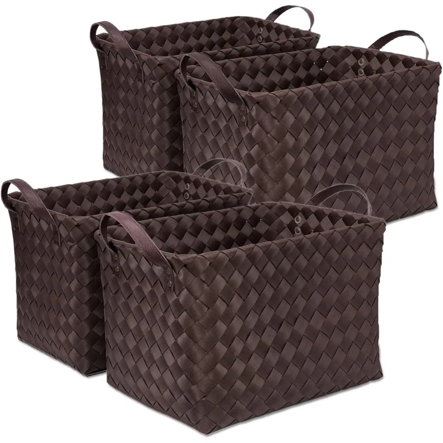 

Handwoven Clothes Basket Laundry Hampers Large Wicker Storage Baskets for Shelves Blankets Closet Storage Bins Car Bedroom Bath