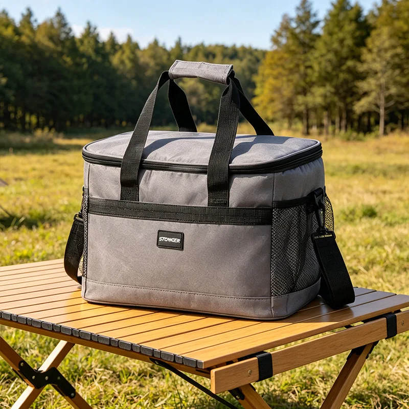 Large-Capacity Square Ice Packs Minimalist Insulated Lunch Box Bag Crossbody Fresh-Keeping Picnic Bag for Outdoor Use