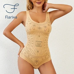 Flarixa bezszwowe wygodne Body Shaper z nadrukiem Plus Size modelami brzuch wyszczuplający urządzenie do modelowania sylwetki gorset bielizna bluzka damska Top