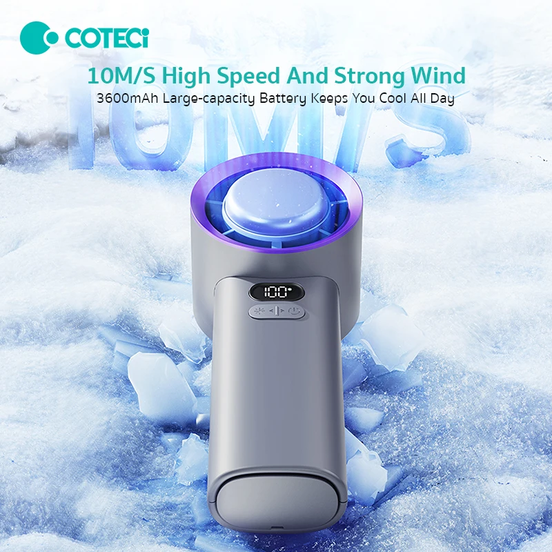 COTECi Handheld High-Speed Small Fan 100-Speed Refrigeration Portable Small Mini High-Wind Ultra-Quiet Desktop 2024 New