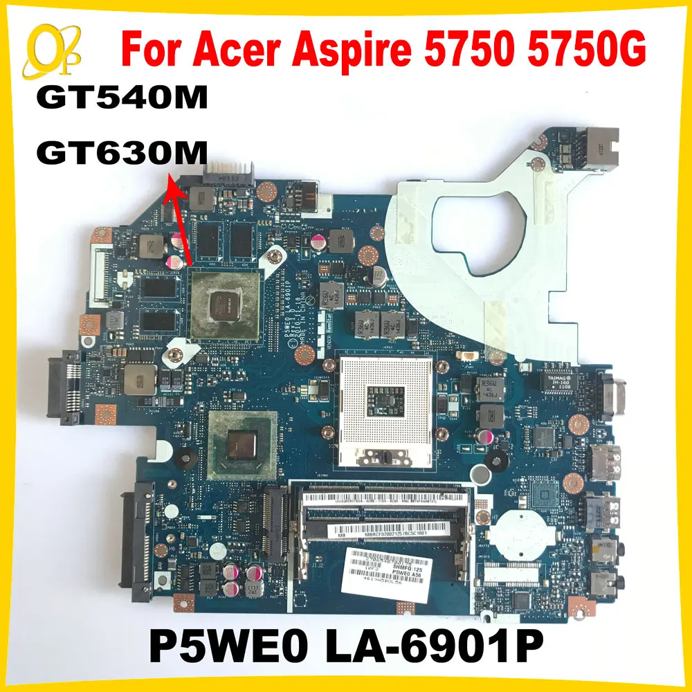 

MBRFF02005 Материнская плата для ноутбука Acer Aspire 5750 5750G P5WE0 LA-6901P с графическим процессором GT540M/630M HM65 DDR3, полностью протестирована