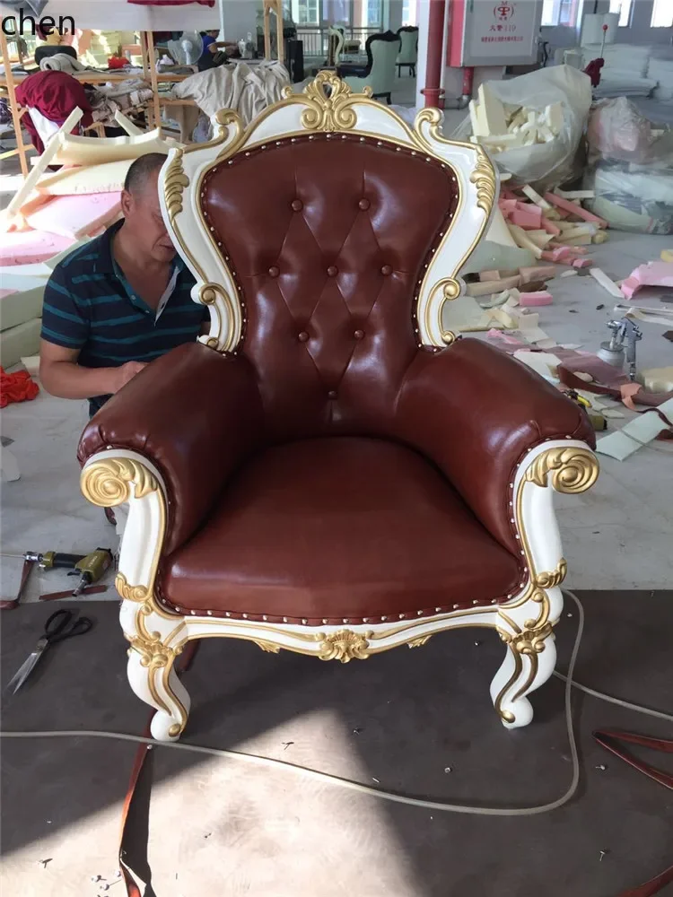 YZ6.15 leather fabric neoclassical single sofa reception chair high back chair balcony leisure negotiation chair
