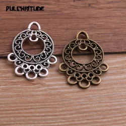 6pcs 27*37mm Two Color Zinc Alloy Necklace Charm Jewelry DIY Hollow Simple Round Connector Pendant Necklace
