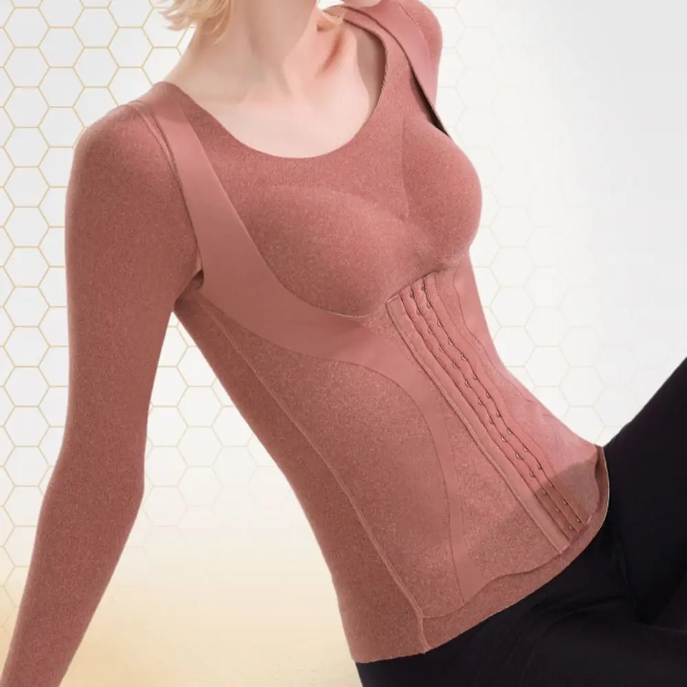 

Slimming Thermal Shapewear Long Sleeves Body Shapers Thermal Underwear Women Belly Contracting Velvet Tummy Control Top