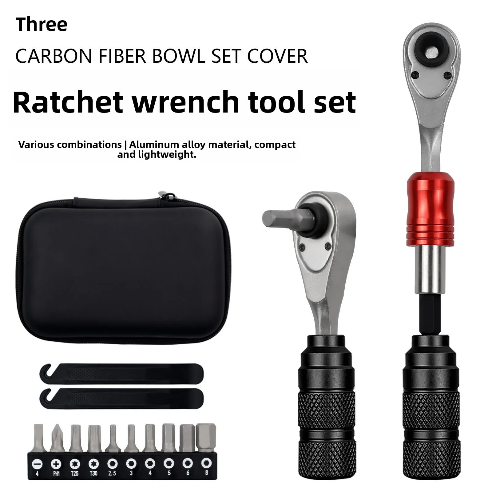 Bicycle Repair Tool Box Ratchet Wrench Two-way Adjustment 10 Pieces Batch Repair Multifunctional Tool