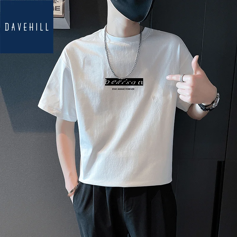 

Men's Clothing Pure Cotton Short Sleeve T-Shirt Summer New Print High-End Hot Selling Straight Shoulder Top Comfortable