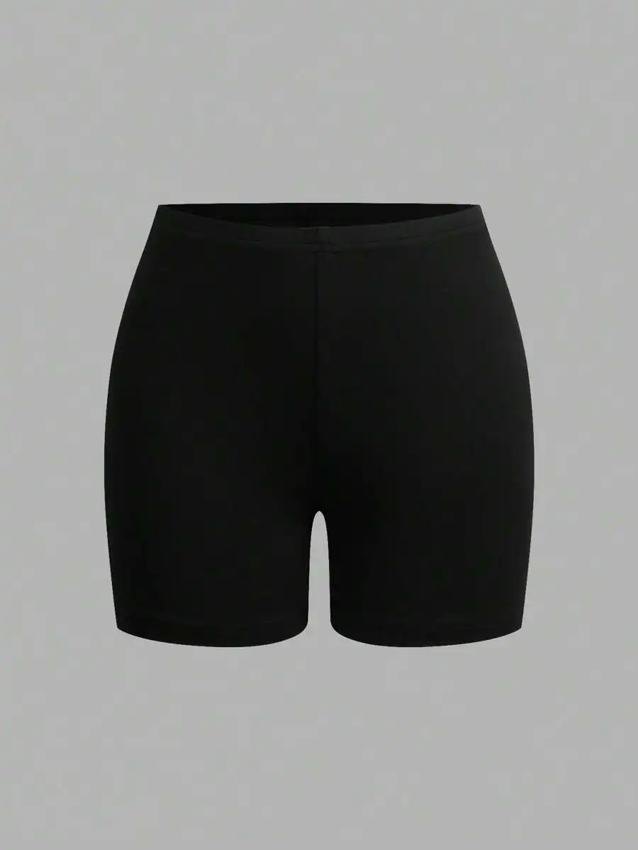 

Womens Black High Waisted Tight Casual Bike Shorts For Summer Sportswear
