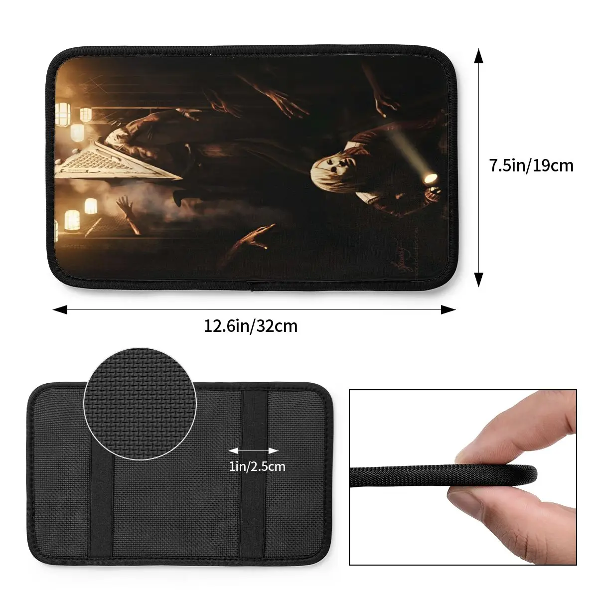 Universal Car Armrest Cover Mat Leather Silent Hill Horror Video Games Center Console Cover Pad Car Interior Cushion