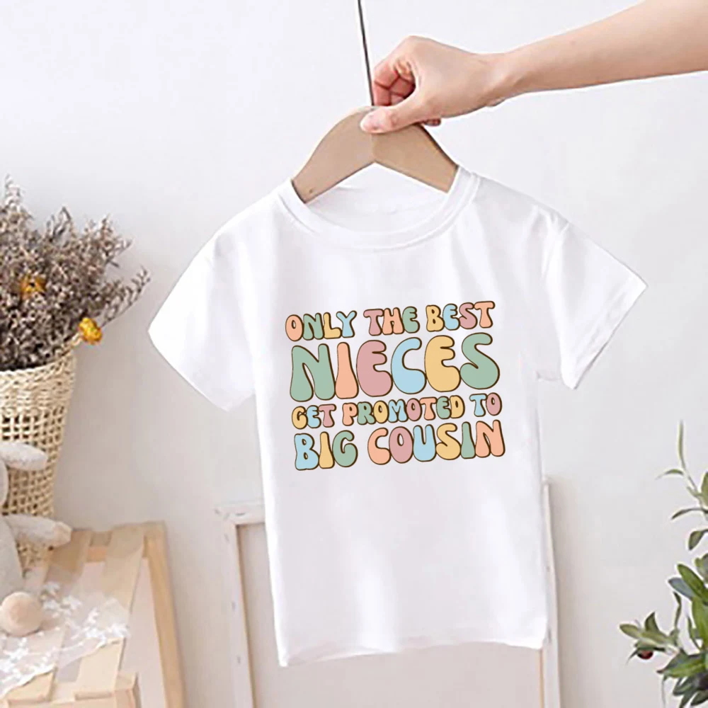 Only The Best Nieces Get Promoted To Big Cousin Print Shirted Pregnancy Announcement T-shirt Girls Short Sleeve Tops Vintage Tee