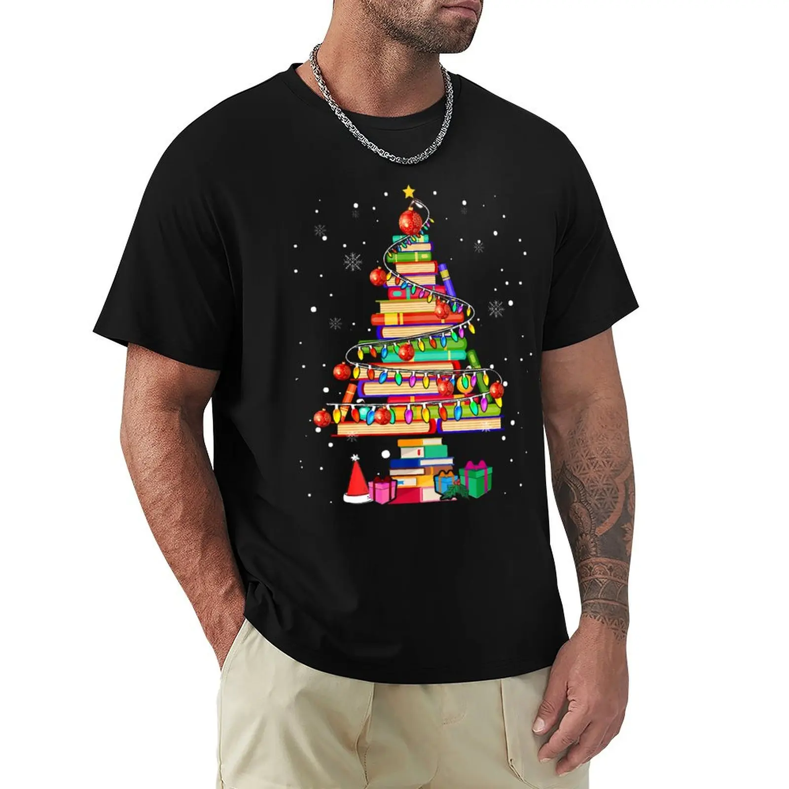 Merry Christmas Library Tree Cute Book Lover Librarian T-Shirt Breathable Travel T-Shirt