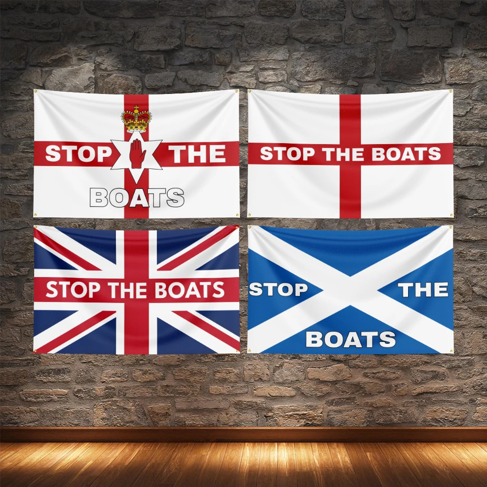 

Red Cross UK United Kingdom Britain England Stop The Boats Flag For Decor