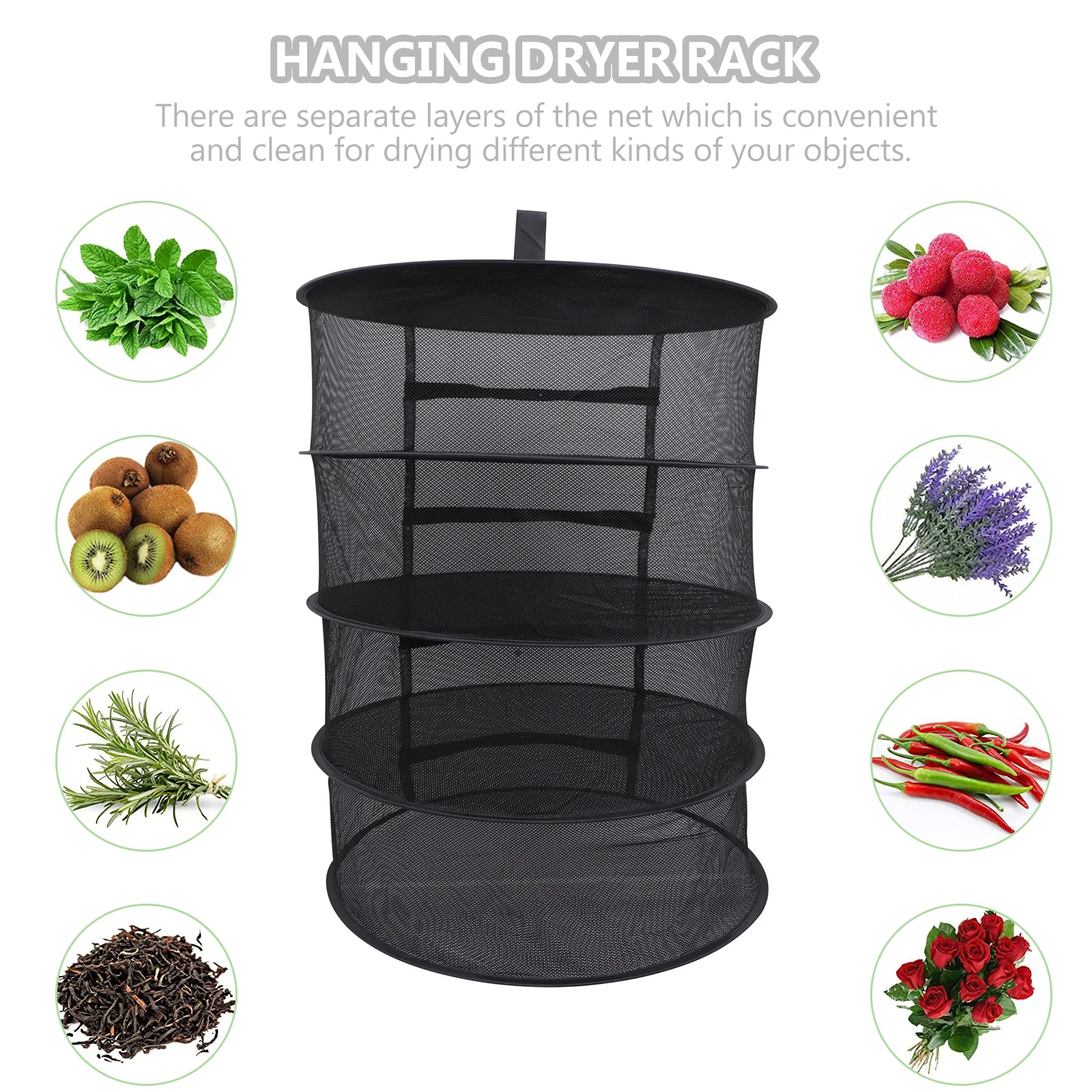 

Folding Drying Net Herb Dryer Rack Herbs Hanging Mesh Racks Flower and for Hangers