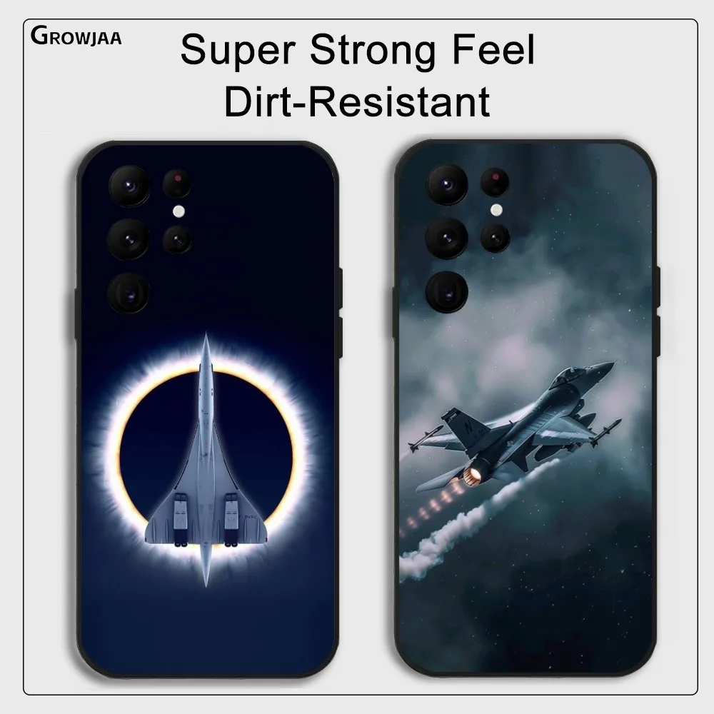 

Luxury Aircraft Airplane Cool Phone Case For Samsung Galaxy S25 S24 S22 S23 Ultra S21 S20 Plus 5G Protective Silicone Funda
