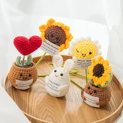 Positive Crochet Flower with Affirmation Card Crochet Energy Potato Fruits Animals Handmade Knitting Kids Gift Desktop Decor