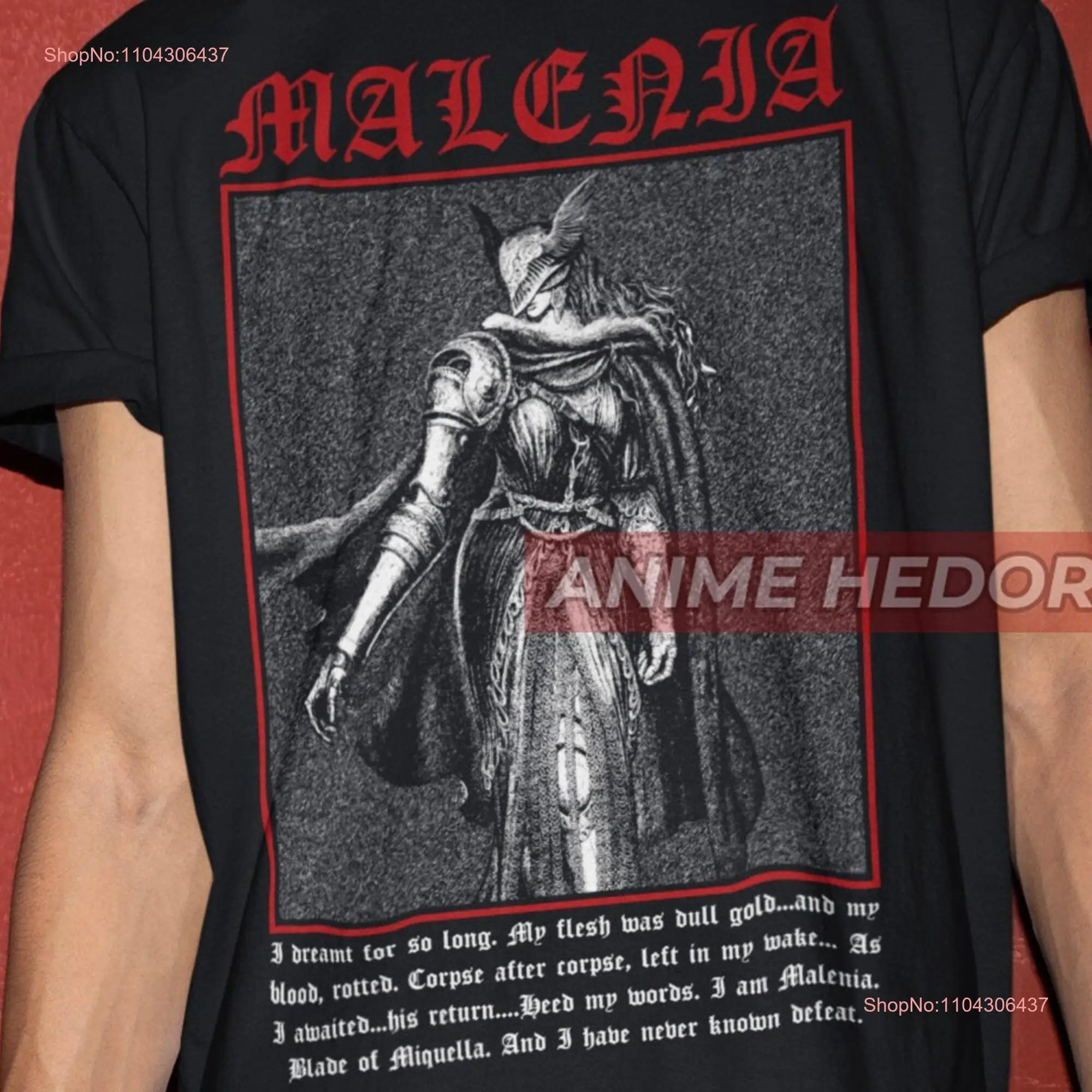 Malenia Blade of Miquella Soulsborne Goddess Rot Gaming Quote T Shirt Japanese Videogame long or short sleeves