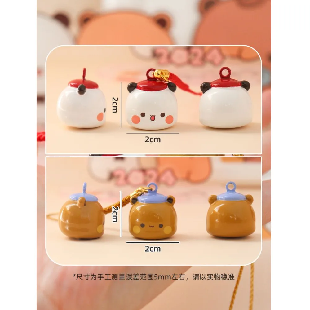 子供のための漫画のベルペンダントキーホルダー,かわいいパンダクマ,面白い動物のキーホルダー,車の携帯電話のバッグ,ジュエリーギフト,bubu dudu