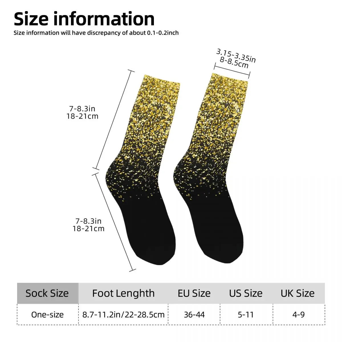 Gold Gradient Glitter Socks Harajuku High Quality Stockings All Season Long Socks Accessories for Man's Woman's Birthday Present