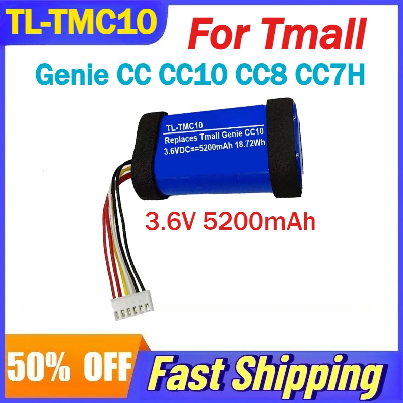 3.6V 5200mAh TL-TMC10 Li-Ion Battery for Tmall Genie CC CC10 CC8 CC7H Smart Speaker Batteries B0697-LF Accessories