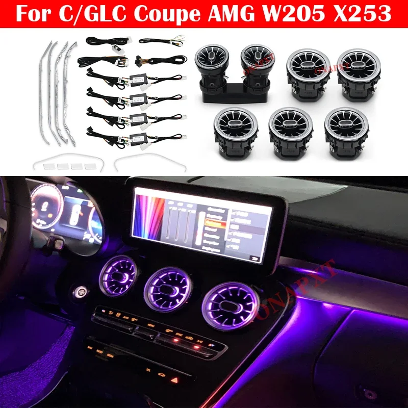 For Benz C/GLC W205 X253 Coupe For AMG Car 3/64 Color Door Ambient Light  Speaker Tweeter Dashboard Nozzle Air Vent Foot Lamp