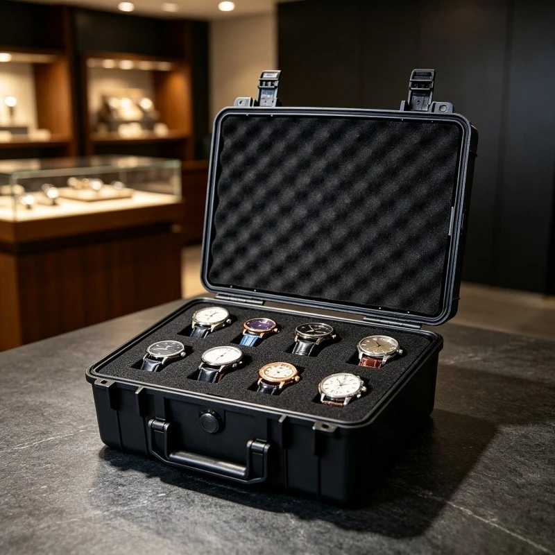 6 8 10 Grid Plastic Watch Organizer Box Portable Man Watch Storage Case Men's Wristwatch Boxes Black Watches Travel Container