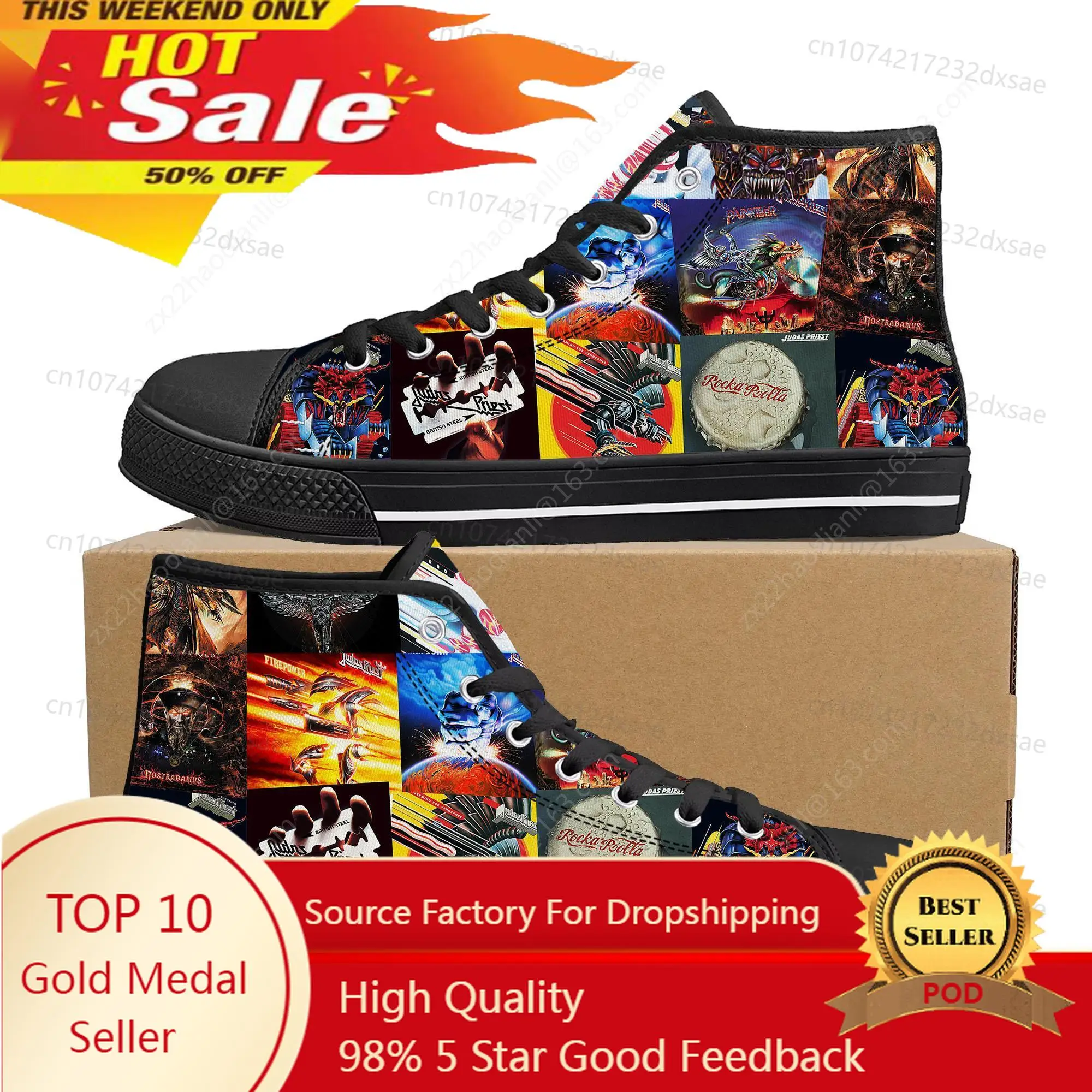 

Judas Priest Heavy Metal Rock Band High Top High Quality Sneakers Men Women Teenager Canvas Sneaker Casual Custom Couple Shoes