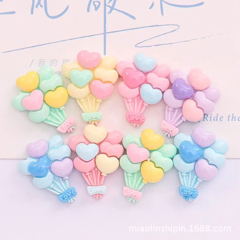 10Pcs New Lovely Mini Kawaii Valentine's Day Love Balloon Resin Scrapbook Diy Jewellery Hairpin Accessories Decorate Craft