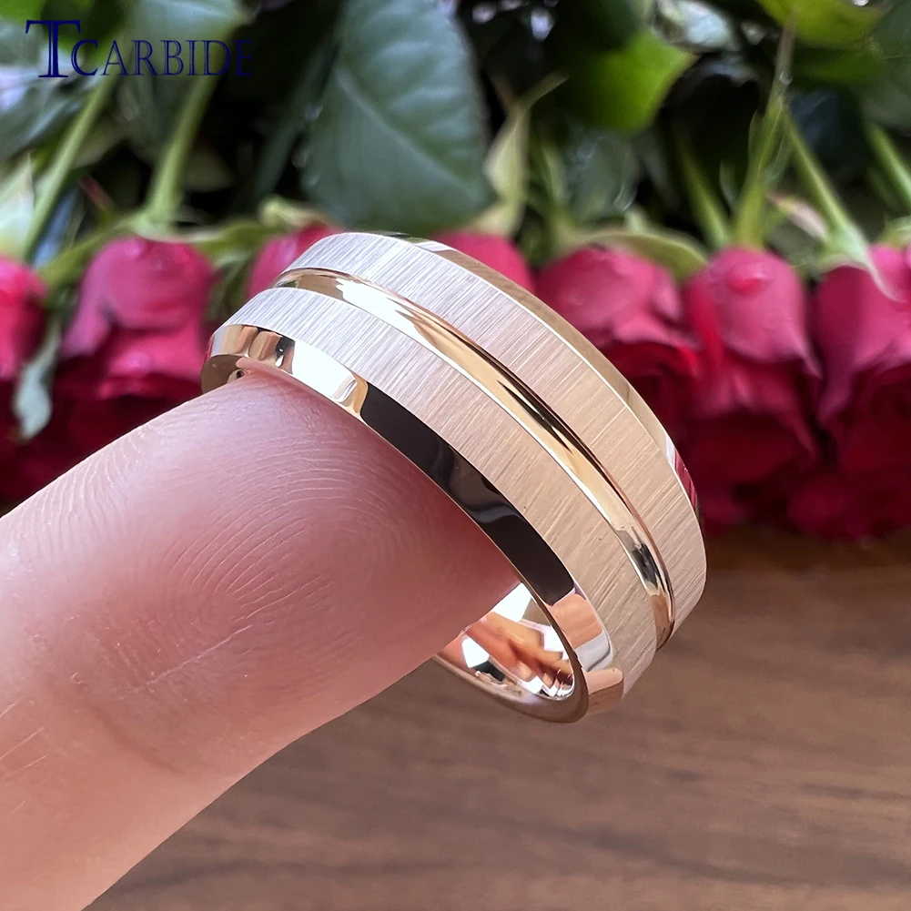 Factory Direct Price 6mm 8mm Tungsten Carbide Ring Men Women Wedding Band Grooved Beveled Brushed Nice Party Gift Jewelry