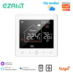 Tuya WiFi 항온기 220V LCD 디스플레이 터치스크린 가스보일러 전동 바닥 가열 온도 컨트롤러 Smart Life Alexa