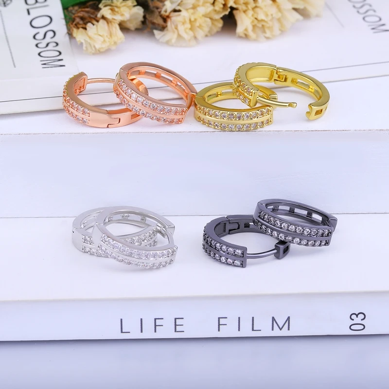 Juya Handgemachte Micro Pflastern Zirkon Gold/Silber Farbe Luxus Hoop Ohrringe Für Frauen Braut Abend Party Schmuck Großhandel – Detail 13
