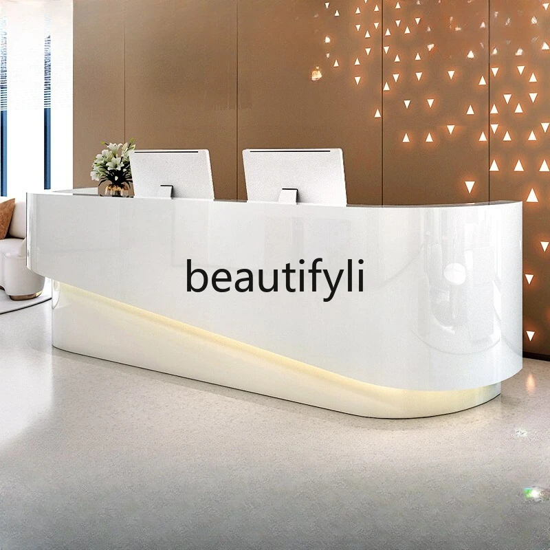 

Reception Desk Company Office Desk Lacquered Bar Counter Simple Modern Creative Beauty Salon Cashier Desk