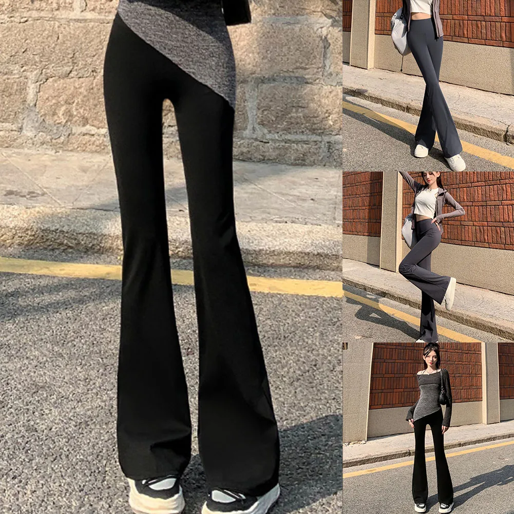 

High Waist Leggings Black Wide Leg Fitness Pants Casual Sport Style Extra Long Option Lightweight Comfortable Fit