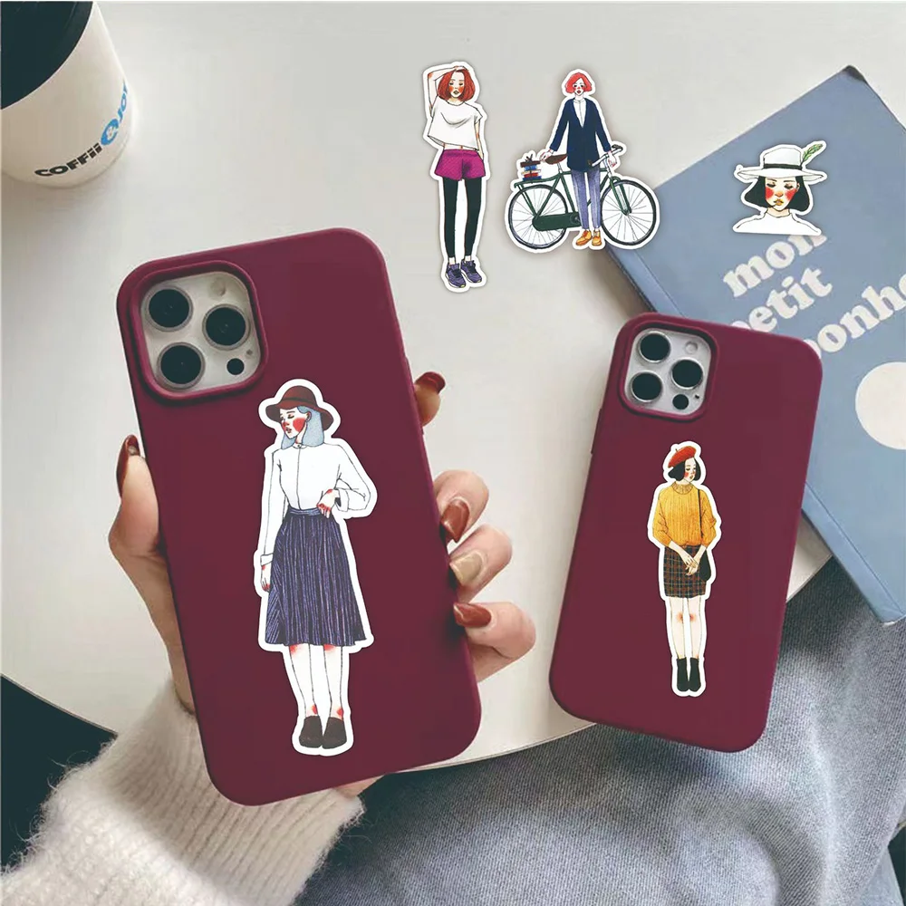 10/30/59 قطعة لطيف أنيمي موضة خلع الملابس فتاة ملصقات الجمالية DIY بها بنفسك سكرابوكينغ الهاتف المحمول الكرتون الإبداعية الشارات الديكور #6