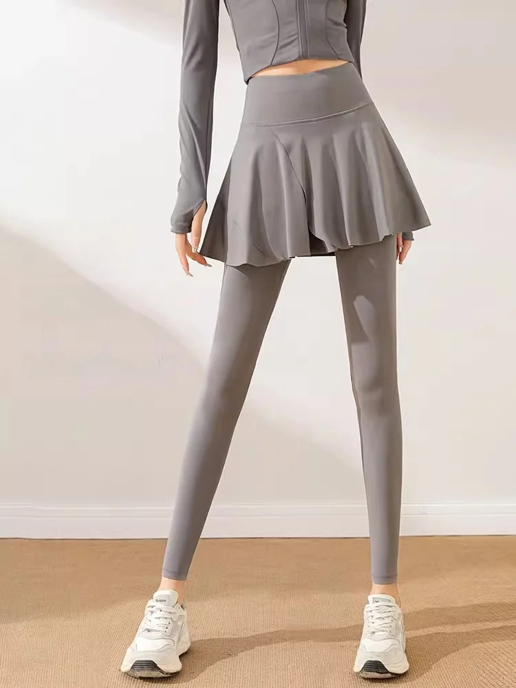 

Женские спортивные брюки-юбка с высокой талией для йоги и тенниса, быстросохнущие, имитация двухслойности, для фитнеса