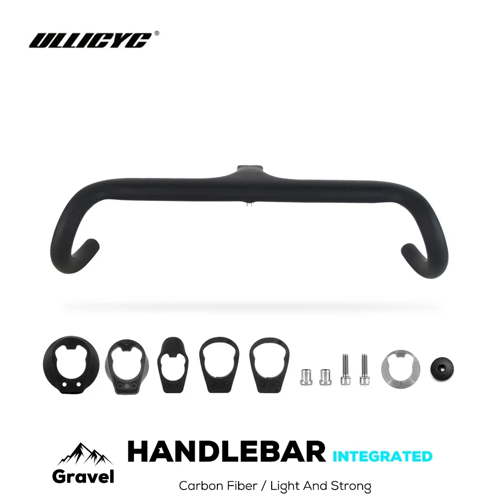 

ULLICYC Full Carbon Fiber All Road Internal Wiring Integrated Handlebar For 28.6mm Fork Tube with Spacers Gravel Handlebar