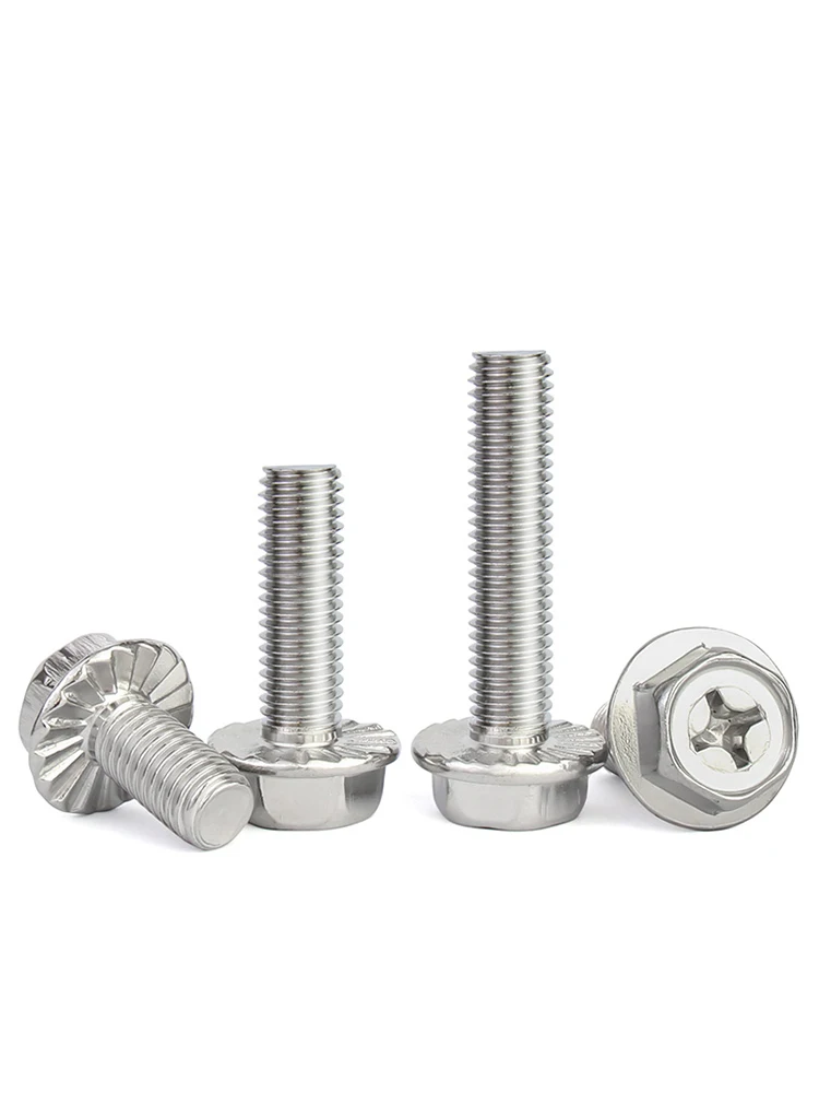 M3 M4 M5 M6 M8 Phillips Flange Bolts 304 Stainless Steel External Hex Hexagon Screws Bolt Metric Thread 5mm ~ 60mm