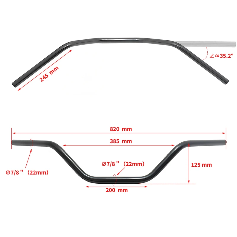 

Motorcycle 7/8" 22mm Drag Handlebars High-Rise Handle Bars Universal For Sportster XL 883 1200 Cruiser Bobber Custom Cho