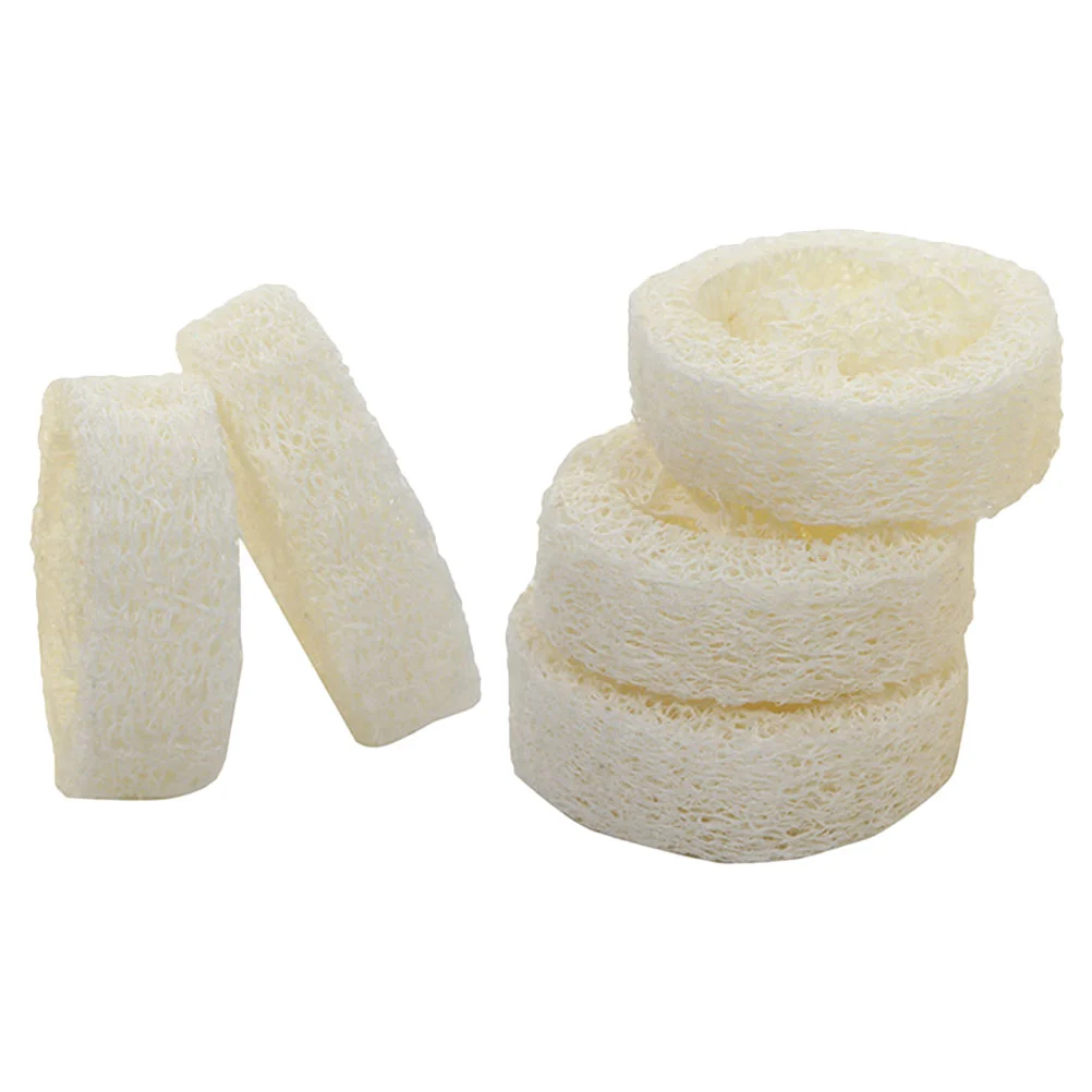 

5 Pcs Bath Wipe Brush Household Bath Loofahs Pad Kitchen Cleaning Sponges Loofah Cuts Base Holder Natural Slices Dish Washing