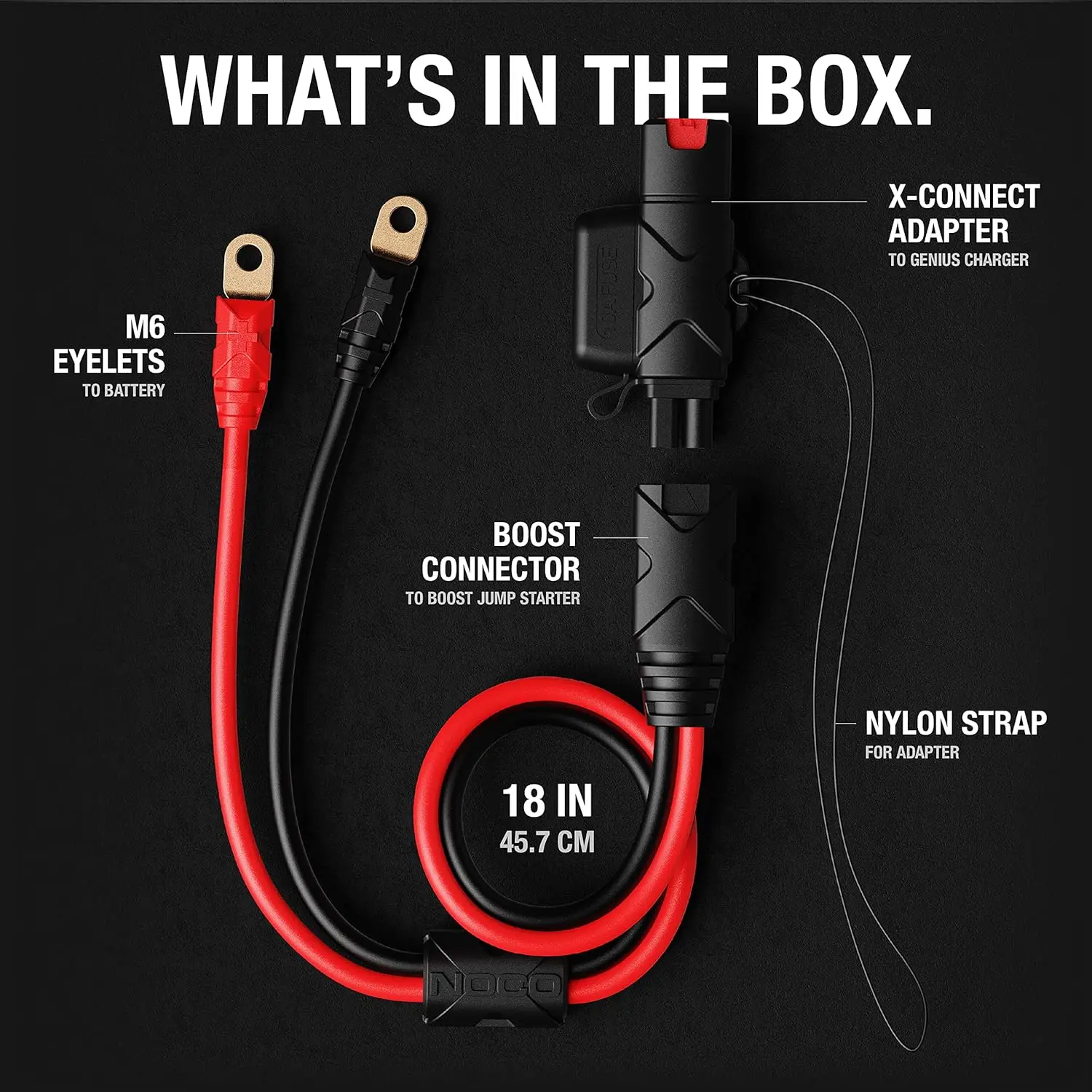 สายต่อขยายอะแดปเตอร์ X-Connect ขนาด 18.5 นิ้ว รุ่น GBC007 สำหรับเครื่องจั๊มพ์สตาร์ทลิเธียม UltraSafe รุ่น GB20, GB40, GB50 และ GBX45