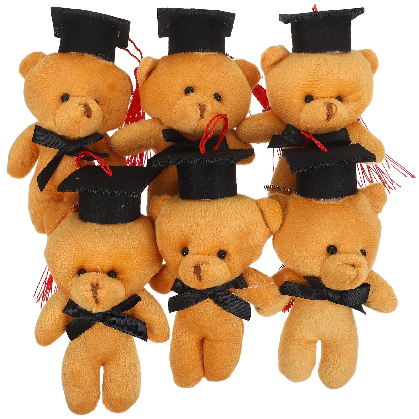 6Pcs Graduation Bear Mini Stuffed Animals Cute Cap Decoration for Party Favor Bouquet Gift Kids Adults Celebration Decor