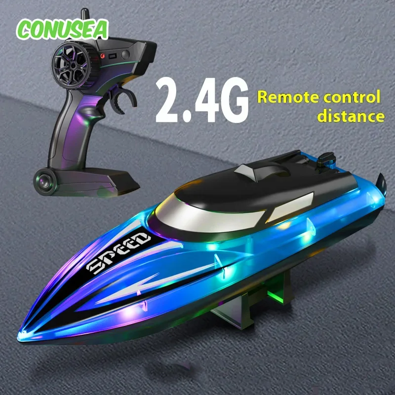 Barca RC Barche telecomandate Motoscafo ad alta velocità 2.4G Barca radiocomandata impermeabile Giocattolo acquatico Giocattoli da esterno per bambini Ragazzi